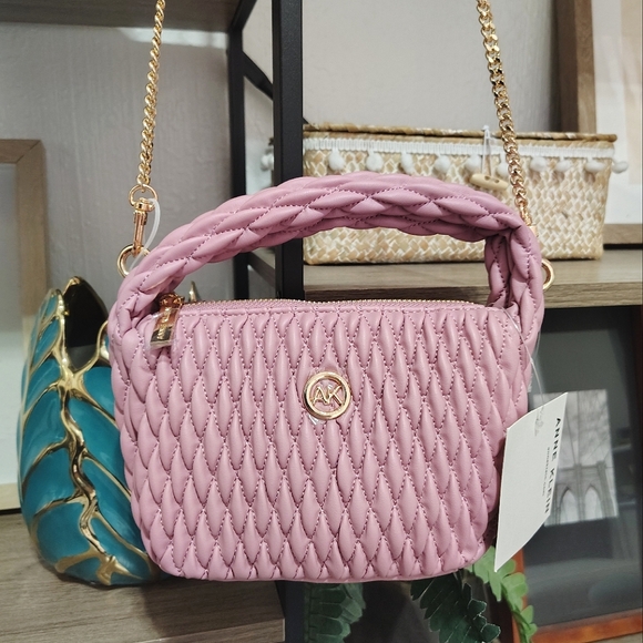 NWT Anne Klein Pink Quilted Handbag with Gold Crossbody Chain 🩷 - Picture 3 of 11